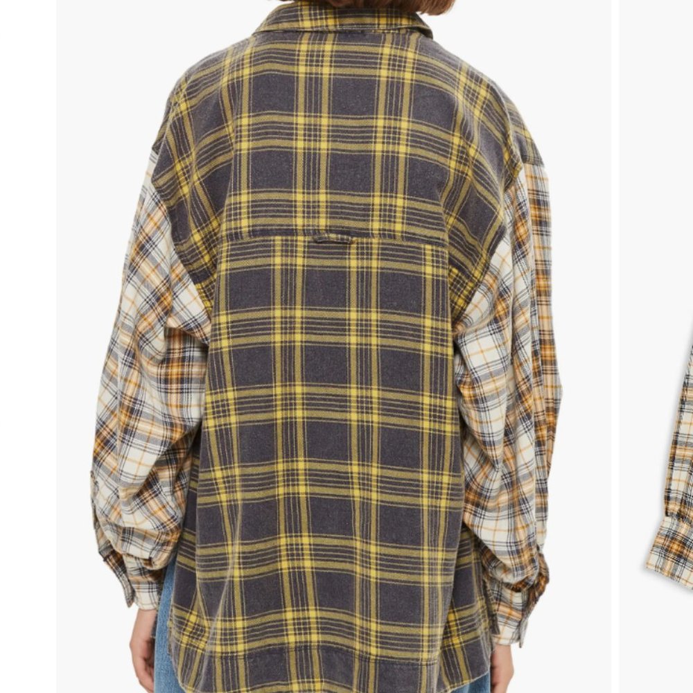 Topshop Size 2 Mixed Plaid Oversized Shirt